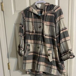 Christian Siriano Plaid Coat with Hood